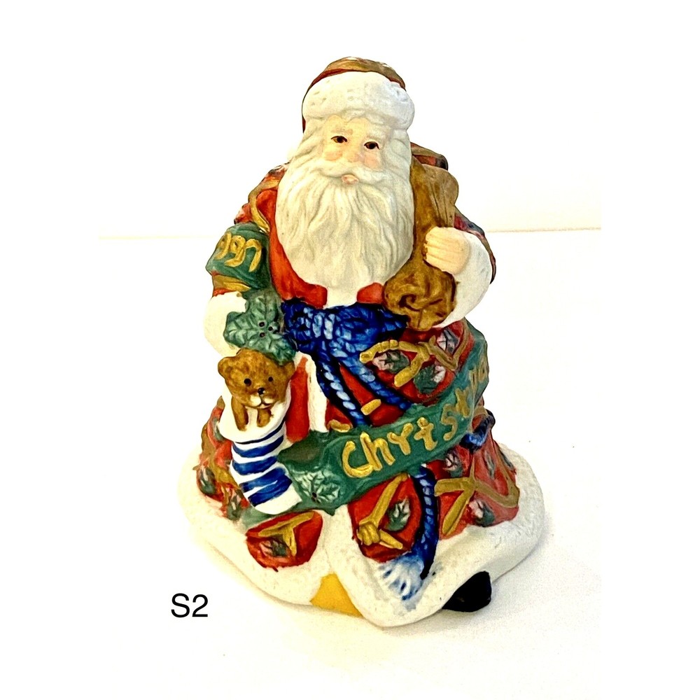 Santa Christmas Bell Hand painted 1997 6”‎ Christmas Holiday